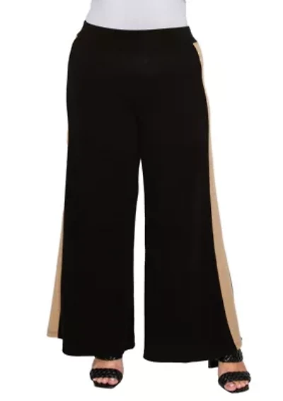 Textured Rib Side Contrast Pants