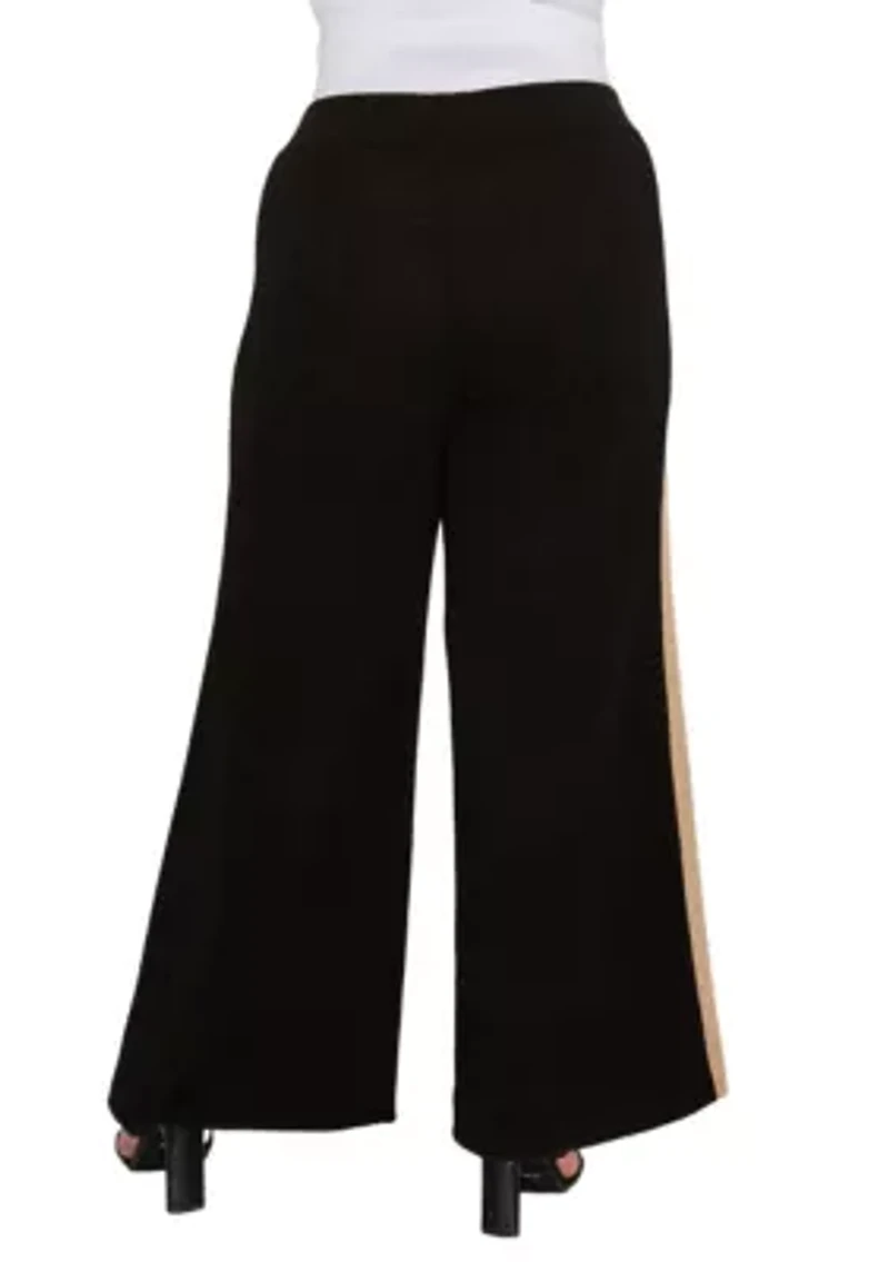 Textured Rib Side Contrast Pants