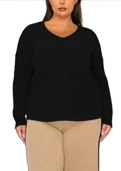 Textured Rib Front Seam Dolman Long Sleeve