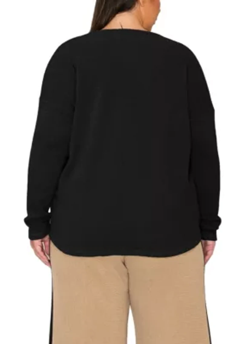 Textured Rib Front Seam Dolman Long Sleeve