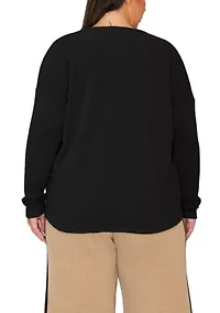 Textured Rib Front Seam Dolman Long Sleeve