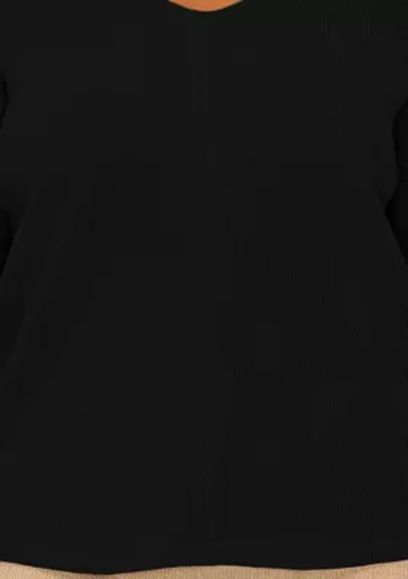 Textured Rib Front Seam Dolman Long Sleeve