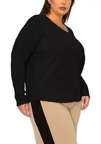 Textured Rib Front Seam Dolman Long Sleeve