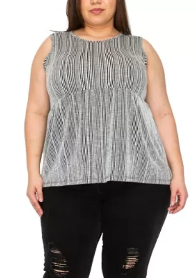 Variegaed Textured Stripe Baby Doll Tank
