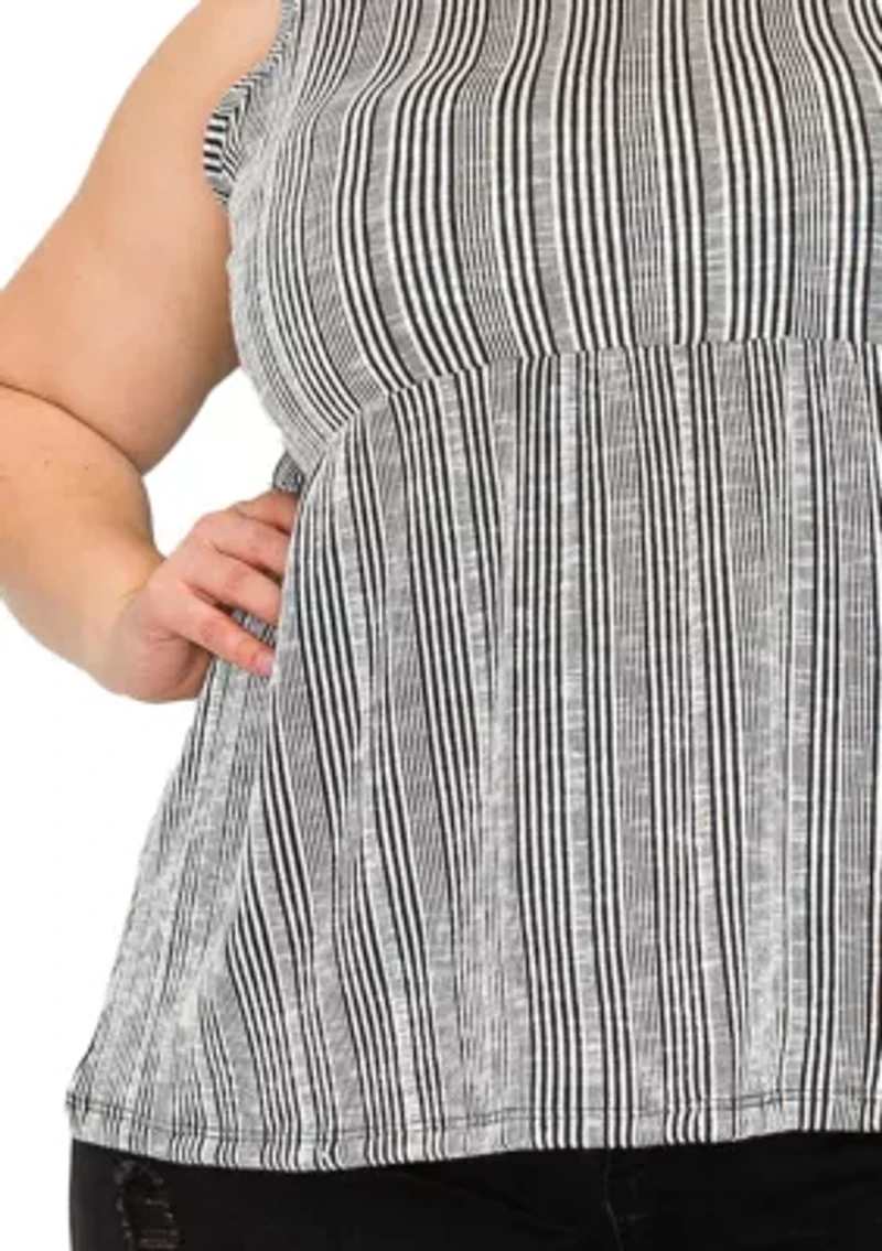 Variegaed Textured Stripe Baby Doll Tank