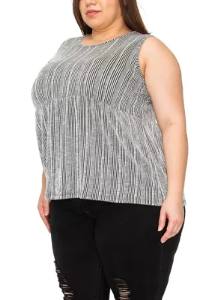 Variegaed Textured Stripe Baby Doll Tank
