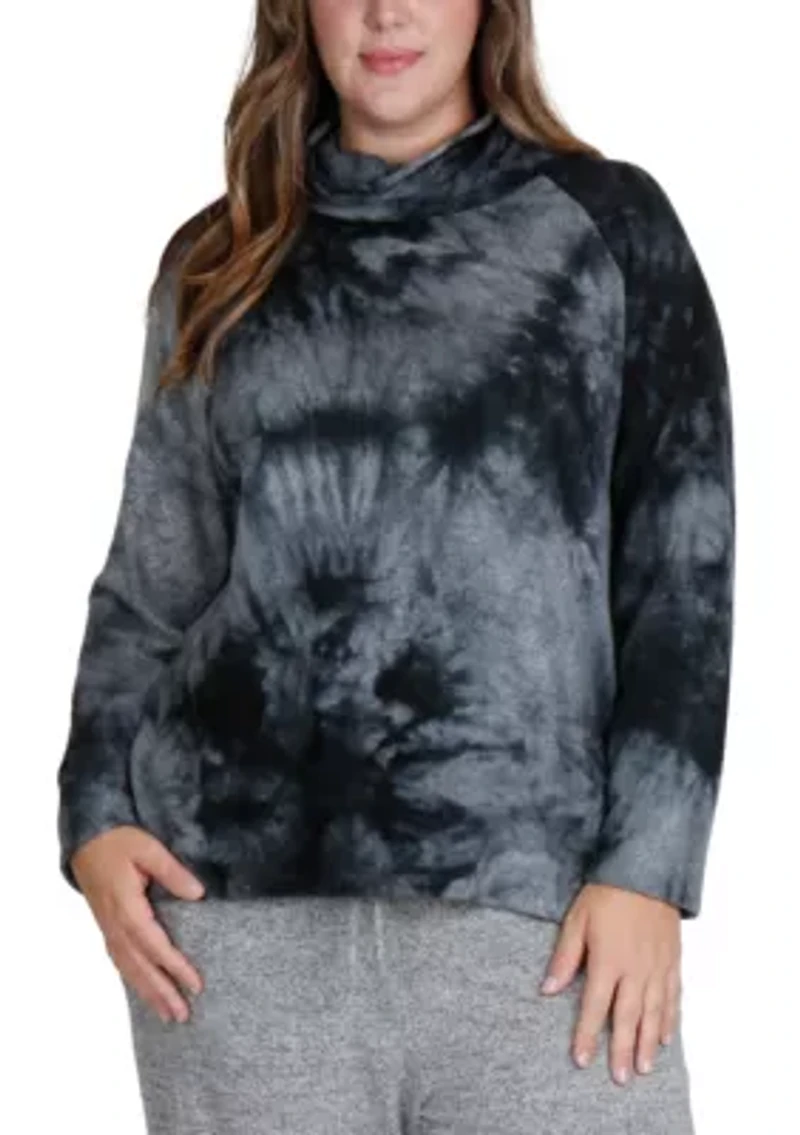 Hand Tie Dye Cozy Funnel Neck Long sleeve