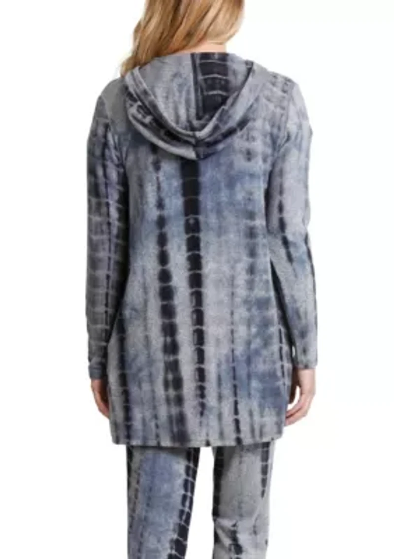 Tie Dye Cozy One Button Hoodie Pocket Cardi