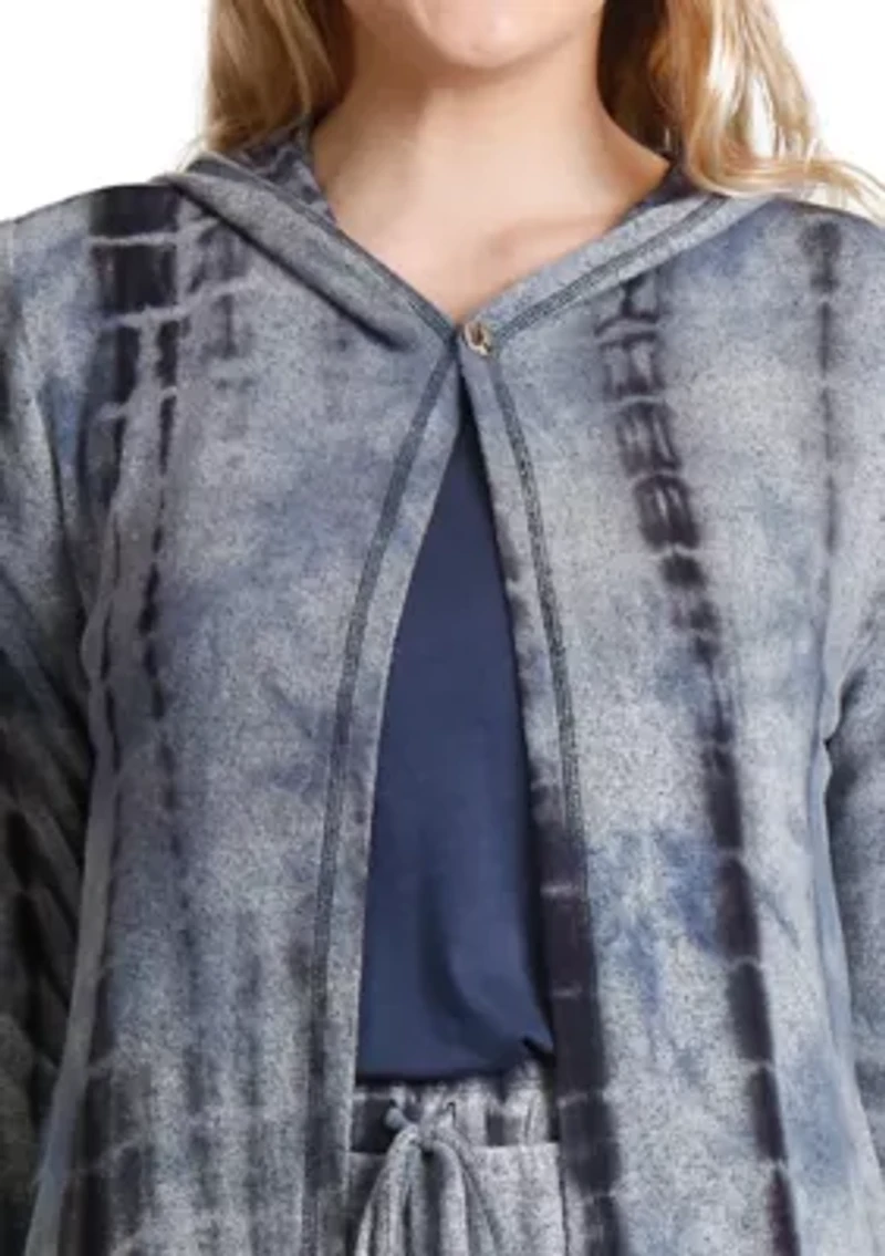 Tie Dye Cozy One Button Hoodie Pocket Cardi