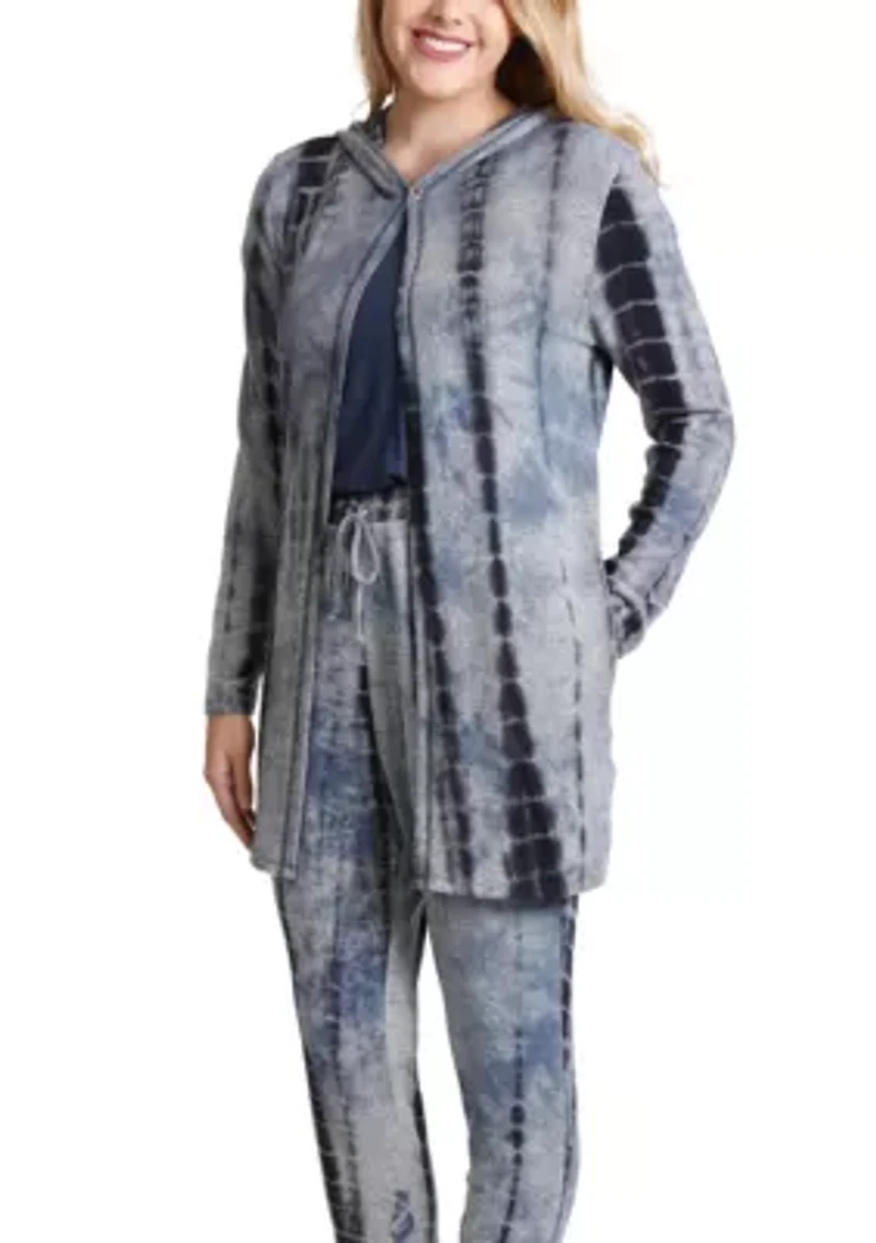 Tie Dye Cozy One Button Hoodie Pocket Cardi