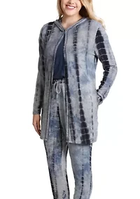 Tie Dye Cozy One Button Hoodie Pocket Cardi