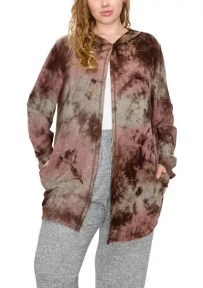 Hand Tie Dye Cozy One Button Hoodie Pocket Cardi