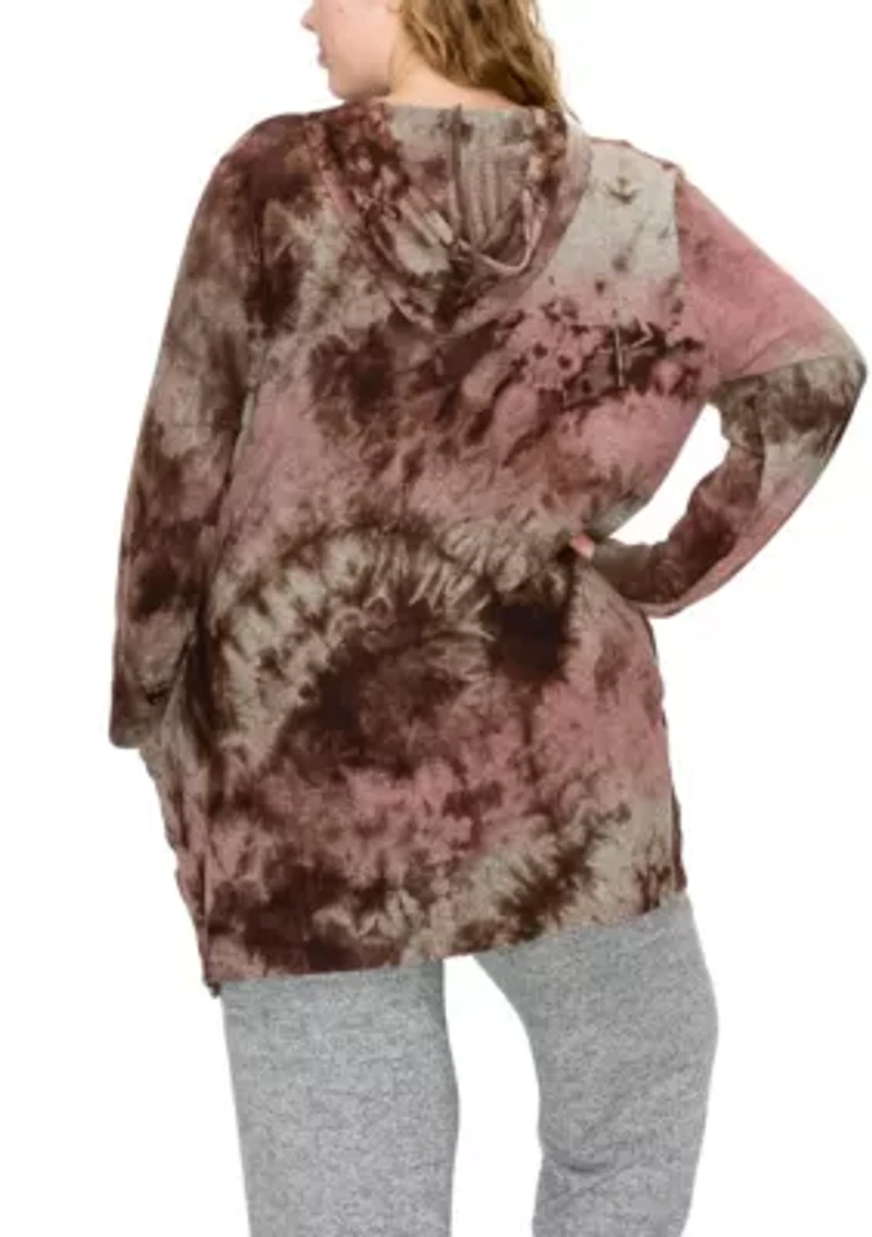 Hand Tie Dye Cozy One Button Hoodie Pocket Cardi