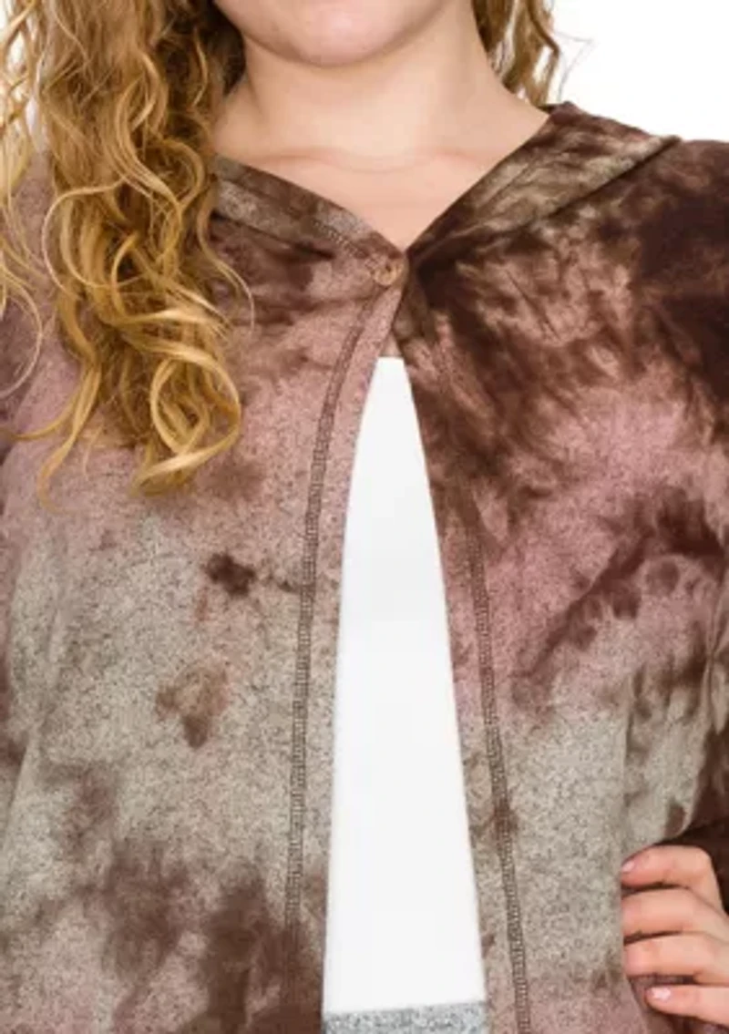 Hand Tie Dye Cozy One Button Hoodie Pocket Cardi
