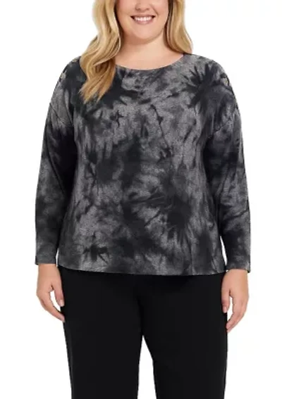 Tie Dye Cozy Button Shoulder Long Sleeve