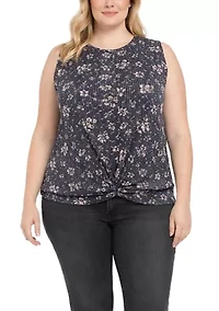 Boho Floral Rib Twist Tank