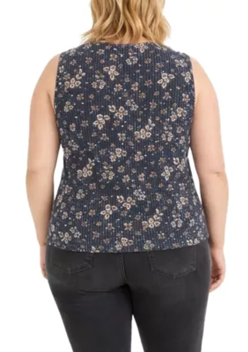 Boho Floral Rib Twist Tank