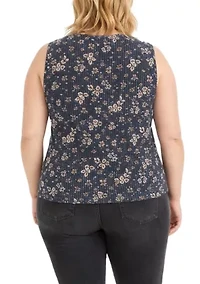 Boho Floral Rib Twist Tank