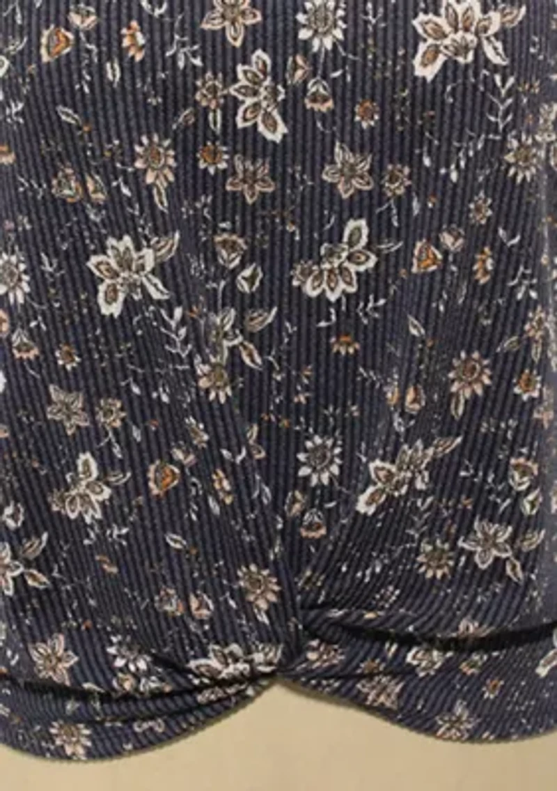 Boho Floral Rib Twist Tank