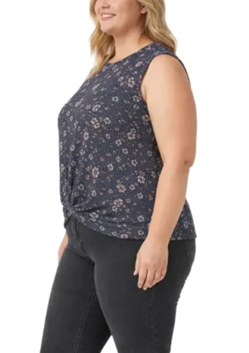 Boho Floral Rib Twist Tank