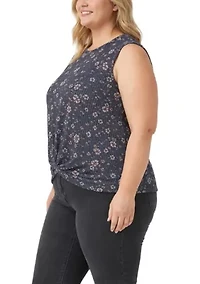 Boho Floral Rib Twist Tank