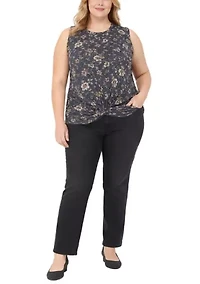 Boho Floral Rib Twist Tank