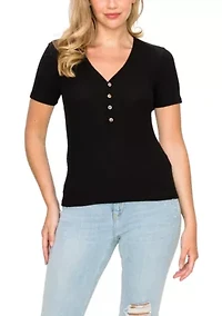 Baby Thermal Short Sleeve V Neck Henley