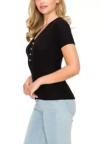 Baby Thermal Short Sleeve V Neck Henley