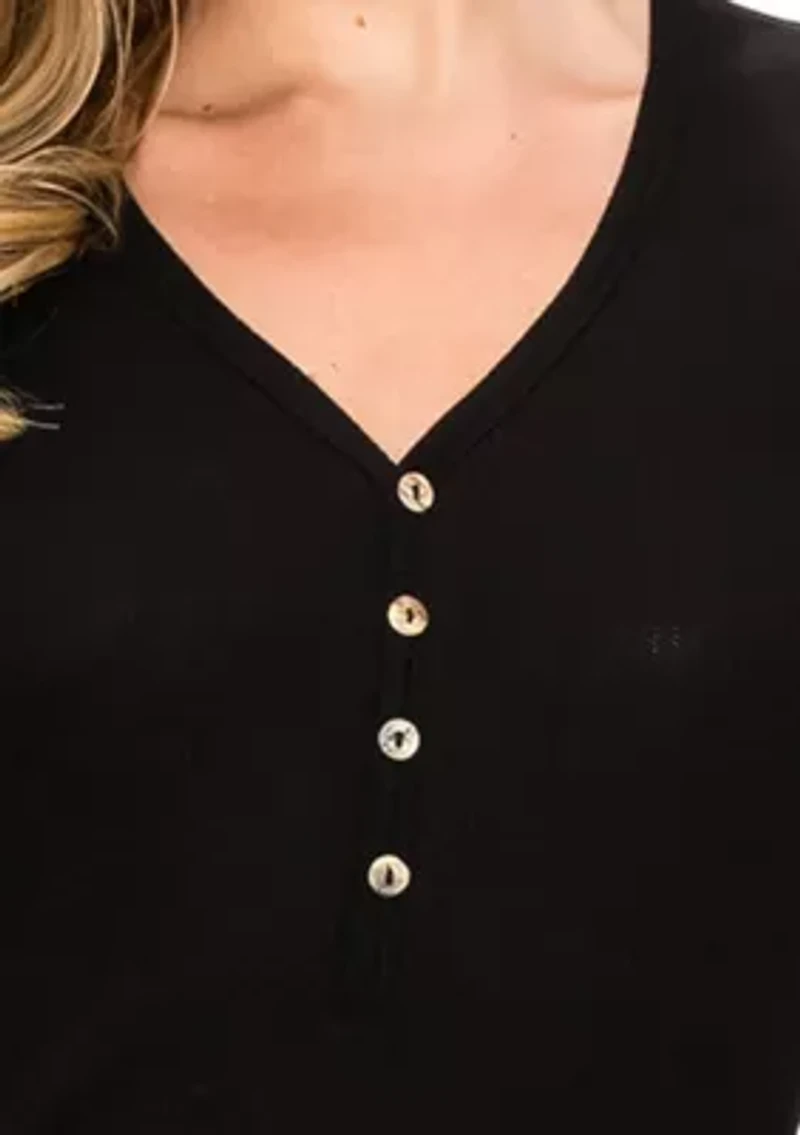 Baby Thermal Short Sleeve V Neck Henley