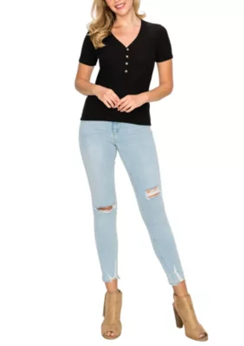 Baby Thermal Short Sleeve V Neck Henley