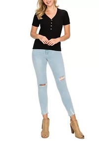 Baby Thermal Short Sleeve V Neck Henley