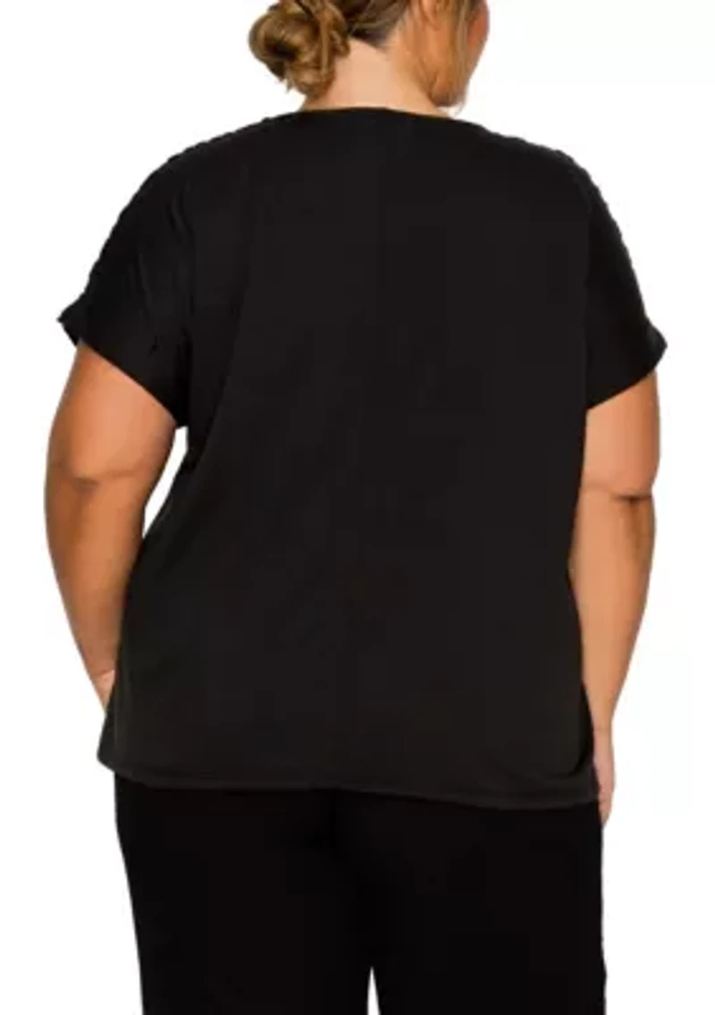 Cheetah Burnout Contrast Yoke Dolman Rolled Sleeve