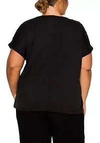 Cheetah Burnout Contrast Yoke Dolman Rolled Sleeve