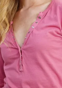 Cotton Jersey Ring Snap Henley