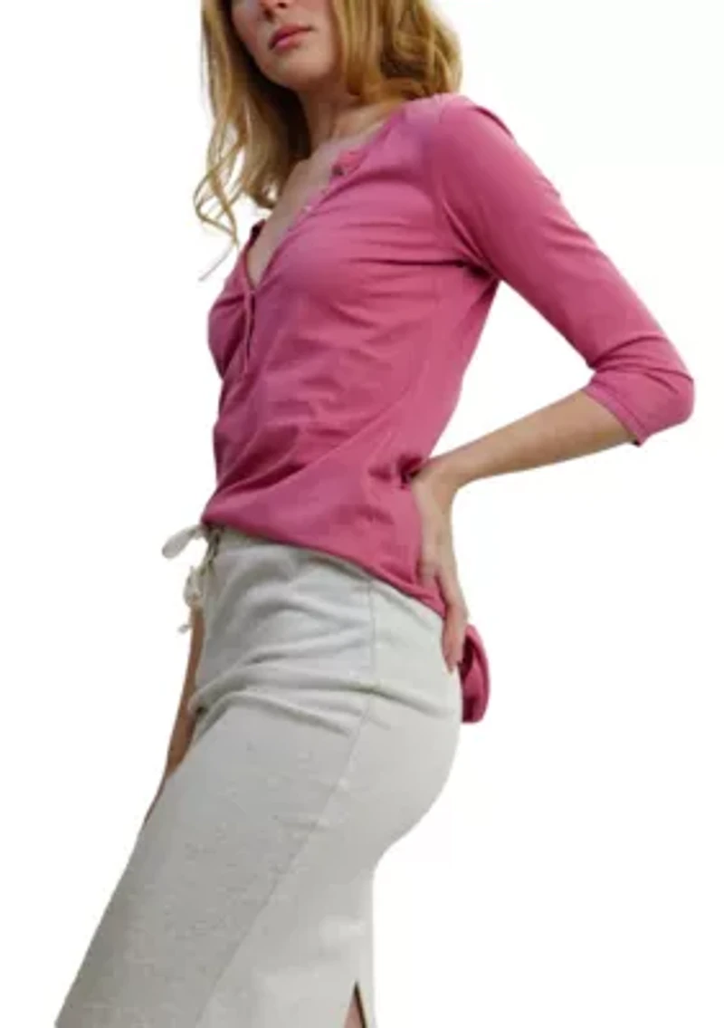 Cotton Jersey Ring Snap Henley