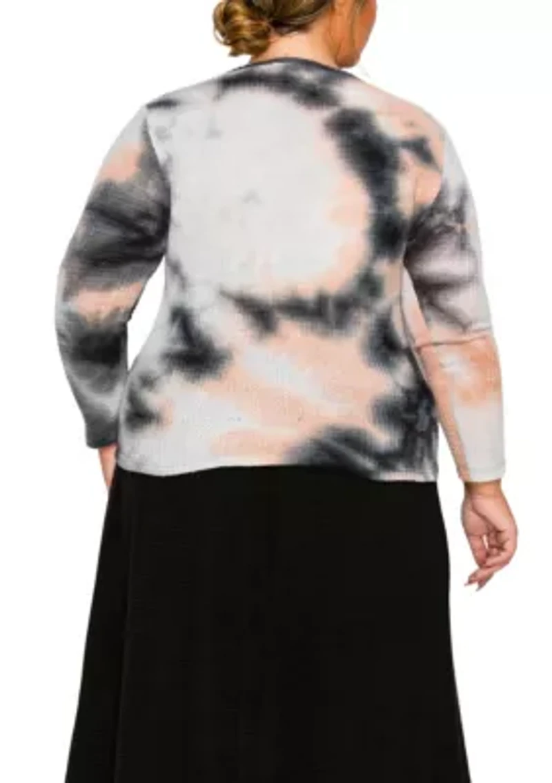 Brushed Tie Dye Waffle Square Neck Long Sleeve