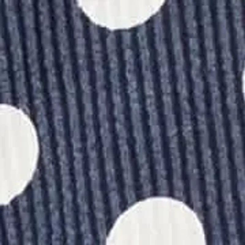 Polka Dot Double Knit Button Back 3Q Rolled Sleeve