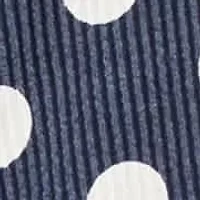 Polka Dot Double Knit Button Back 3Q Rolled Sleeve