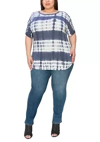 Hand Tie Dye Button Shoulder Short Sleeve
