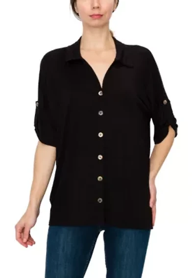 Ice Slub Jersey Rolled Tab Camp Shirt