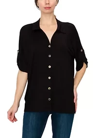 Ice Slub Jersey Rolled Tab Camp Shirt
