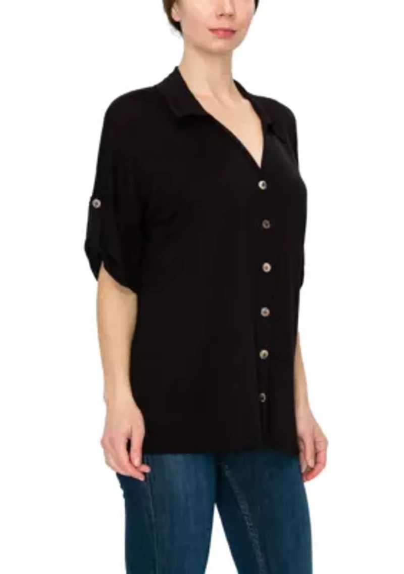 Ice Slub Jersey Rolled Tab Camp Shirt