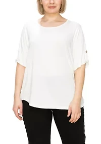 Ice Slub Jersey Rolled Tab Sleeve