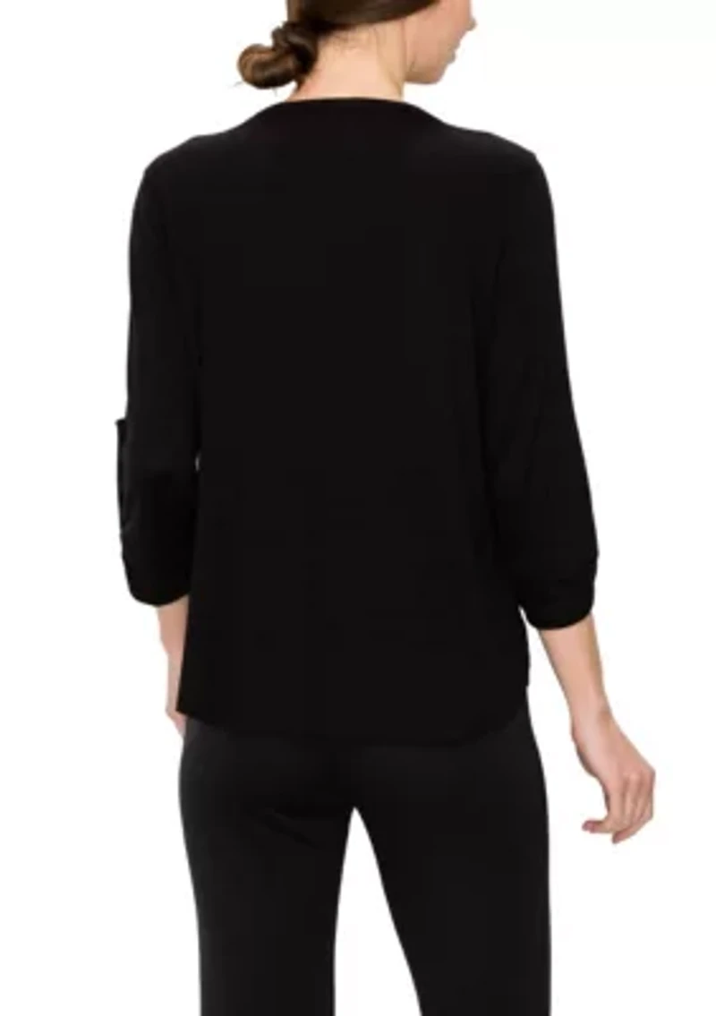 Ice Slub Jersey 1 Button Henley Rolled Tab 3Q Sleeve