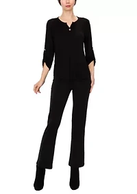 Ice Slub Jersey 1 Button Henley Rolled Tab 3Q Sleeve