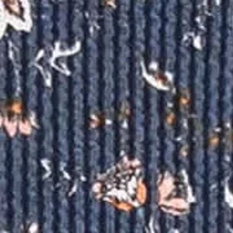 Boho Floral Rib Zip Front Dolman Tee