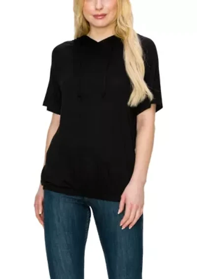 Ice Slub Jersey Hoodie Short Sleeve Elastic Hem