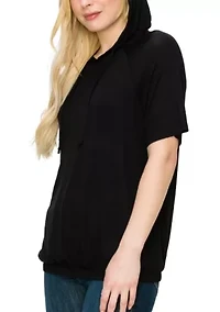 Ice Slub Jersey Hoodie Short Sleeve Elastic Hem