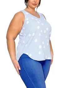 Polka Dot Crinkle Knit Double V Tank