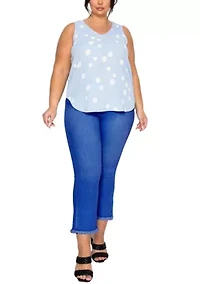 Polka Dot Crinkle Knit Double V Tank